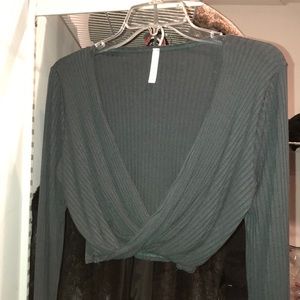 Green cross body crop top !!